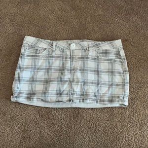low-rise plaid skirt